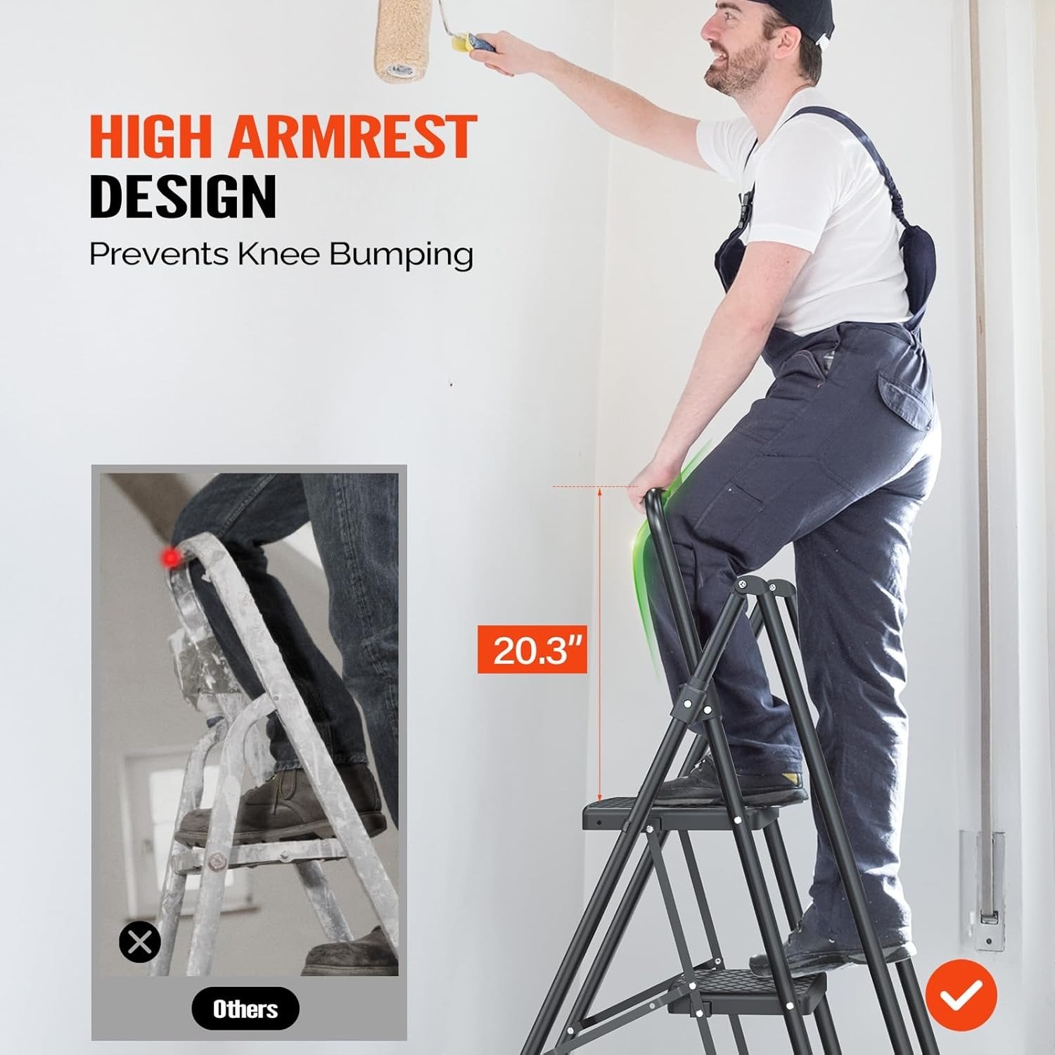 2 Step Stool Herringbone Ladders With armrests Storage Shelf Rack Ladders Folding Ladder for Outdoor Working Household