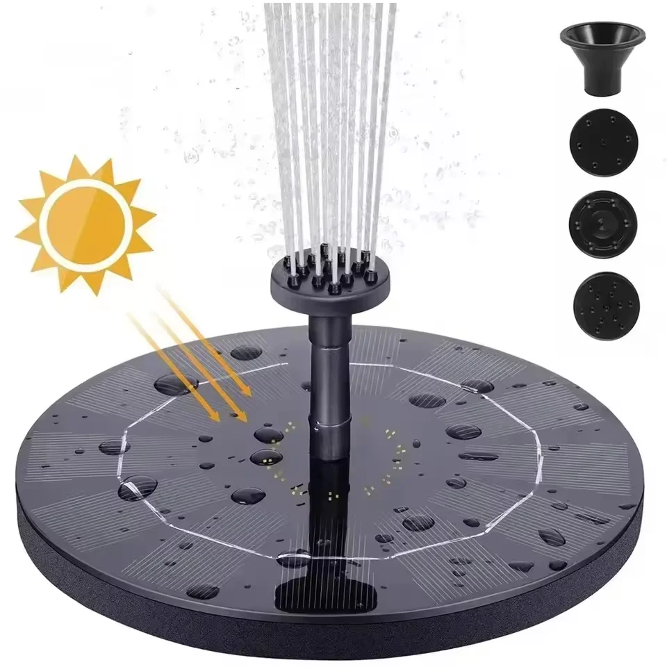 Bomba de fuente Solar de 13/16/18cm, Panel Solar flotante, fuente de agua para baños de pájaros con 8 boquillas para decoración de estanque de piscina y jardín al aire libre