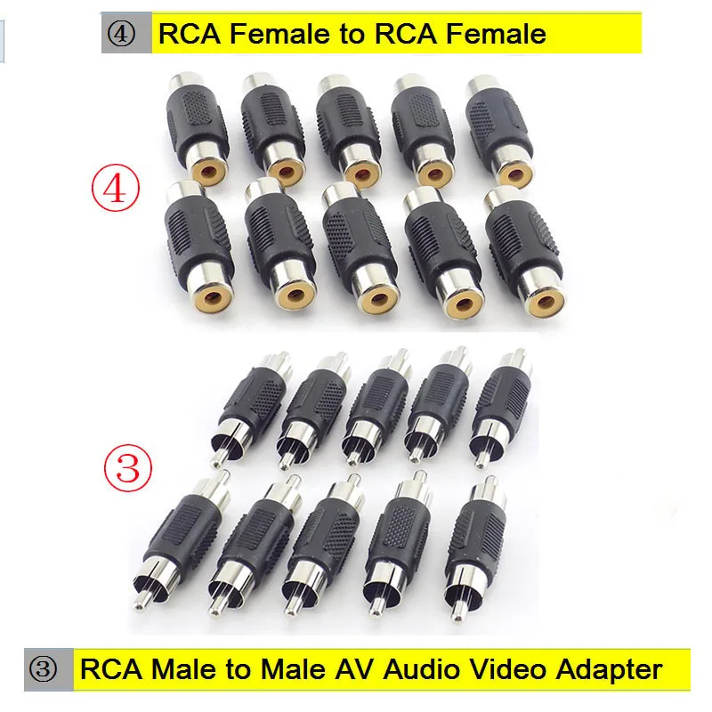 1 Uds BNC RCA macho hembra a BNC RCA macho hembra adaptador enchufe Cable coaxial Video audio cable convertidor conector para cámara CCTV E1