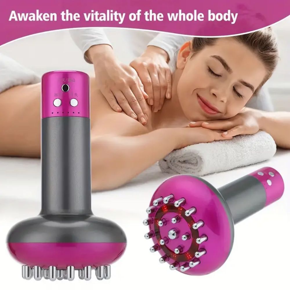 Um massageador traseiro de metal aquecido - uma escova guasha inteligente profissional, portátil e portátil para relaxamento de corpo inteiro - uma liberação de tecido
