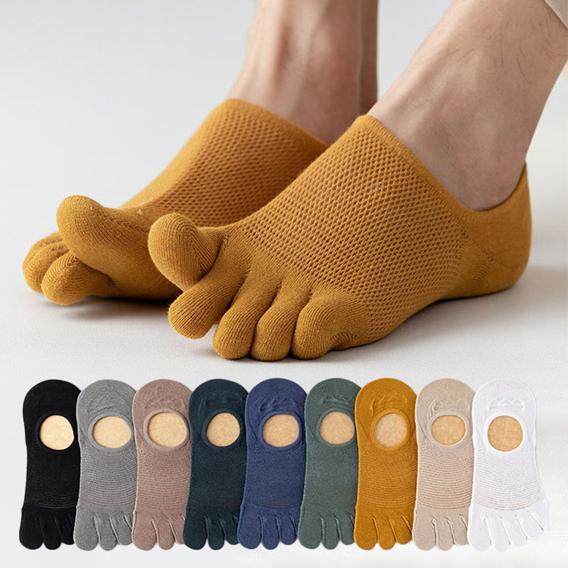 3 par/lote calcetines de hombre moda Casual suave transpirable dedo barco calcetín alta calidad malla Casual Sox para hombre absorbente de sudor