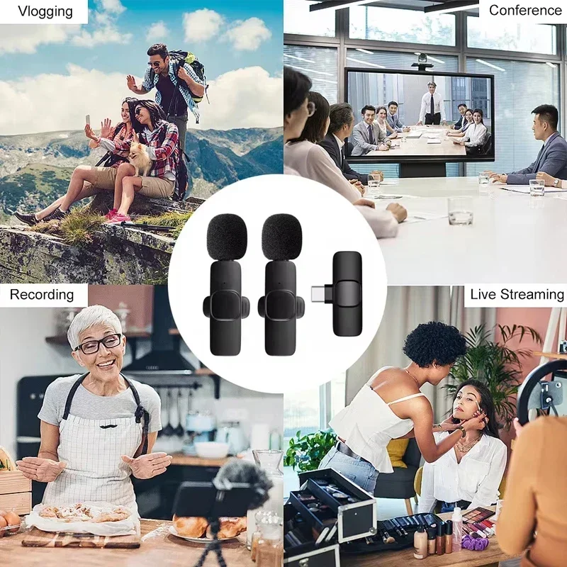 Wireless Lavalier-mikrofon Tragbare Audio Video Aufnahme Mini Mic Für iPhone Android Live Broadcast Gaming Telefon Mit Empfangen