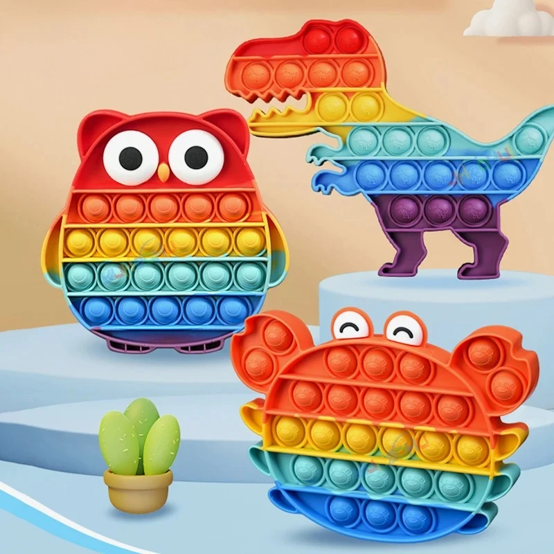 Arco-íris pop push bubblle fidget anti estresse alívio brinquedos para crianças adultas necessidades especiais brinquedos sensoriais brinquedos interativos para crianças