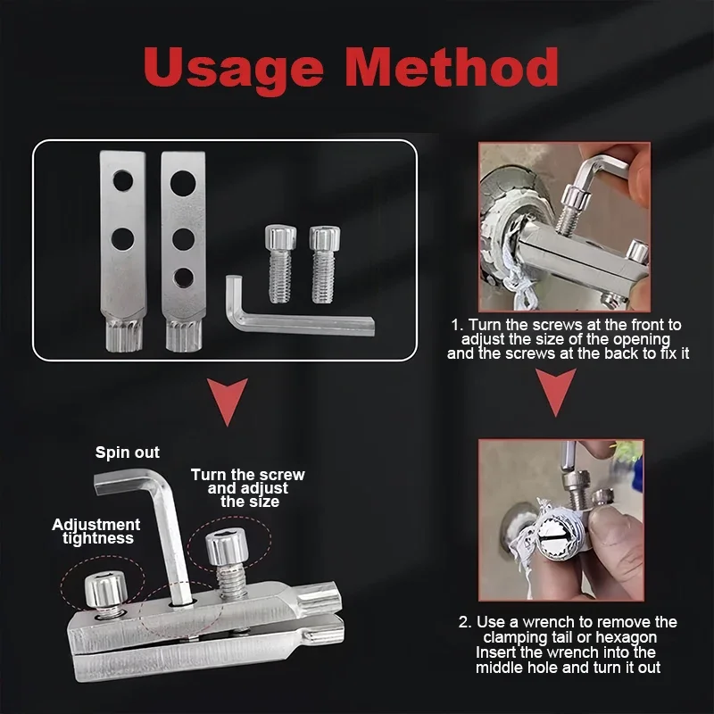 Extrator universal para quebra de tubulação de água, multi especificação, extrator de fio, torneira de água, removedor de parafuso, válvula angular, ferramentas de reparo