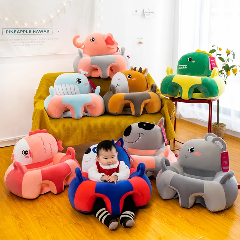 1 pçs assento de apoio do bebê sentar-se cadeira macia almofada sofá travesseiro de pelúcia brinquedo animal sofá assento almofada