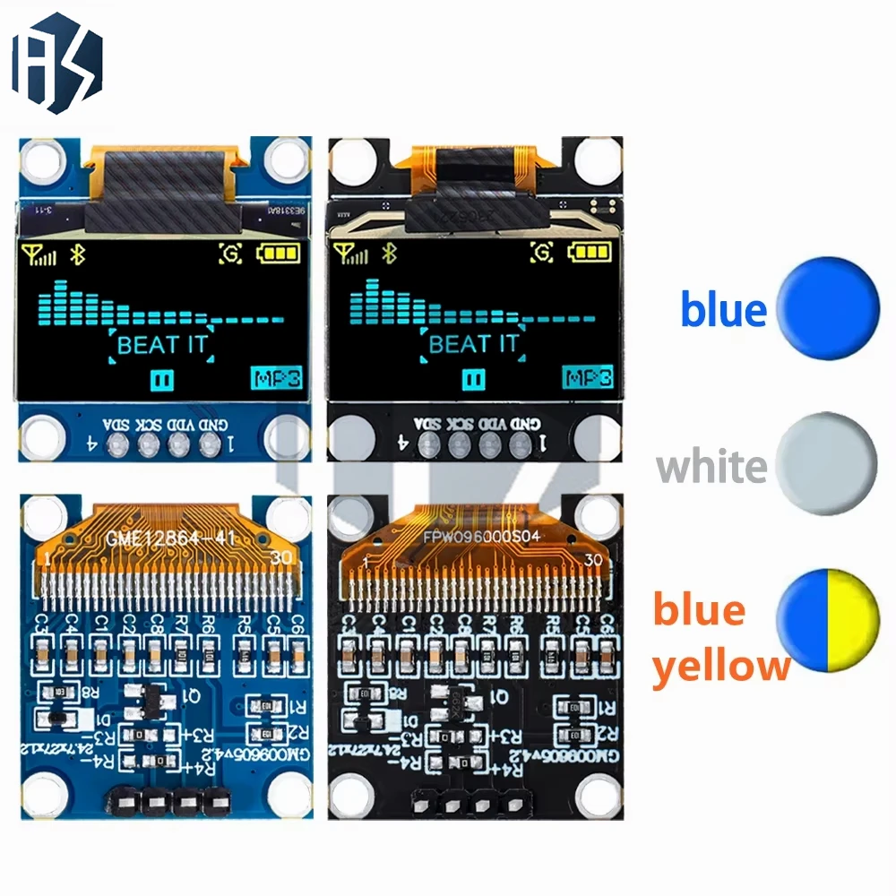 product 0.96 inch OLED IIC White/YELLOW BLUE/BLUE 12864 OLED Display with 4x4 key I2C SSD1315 LCD Screen Board for Arduino