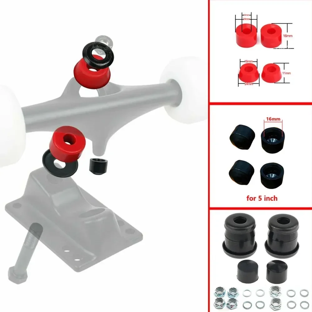 Skateboard Shock-Absorber Set PU Rubber Colorful Top Bottom Bush Washers 90a Hard Longboard Pivot Tube Accessories Cups