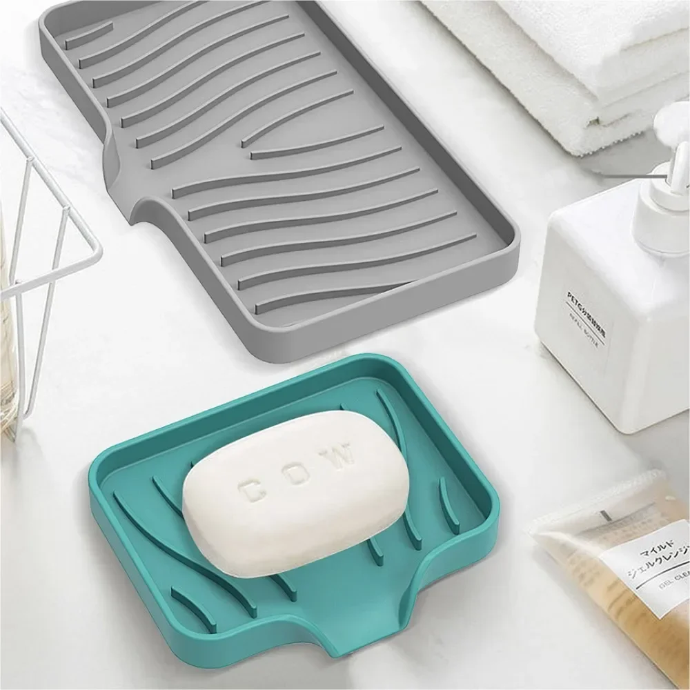 1 pacote de silicone dreno caixa de sabão cozinha banheiro antiderrapante pia bandeja criativa mesa de lavagem bandeja de sabão livre perfurador dreno rack