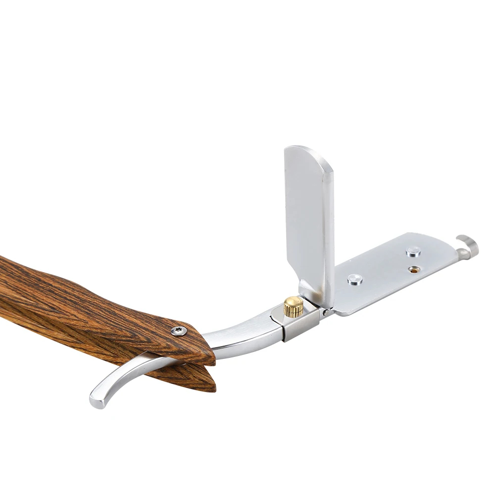 Lâminas retas para homens, cabo de madeira natural, lâminas de borda dupla, profissional e próximo, navalha de barbeiro (sem lâmina)