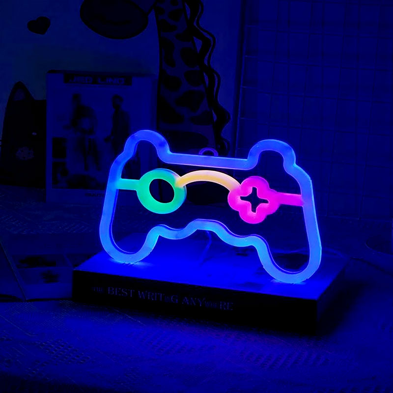 Luces de neón para jugadores, lámpara de neón con controlador de jugadores para sala de deportes electrónicos, lámpara de mesa alimentada por USB o con batería, LED para juegos para decoración del hogar