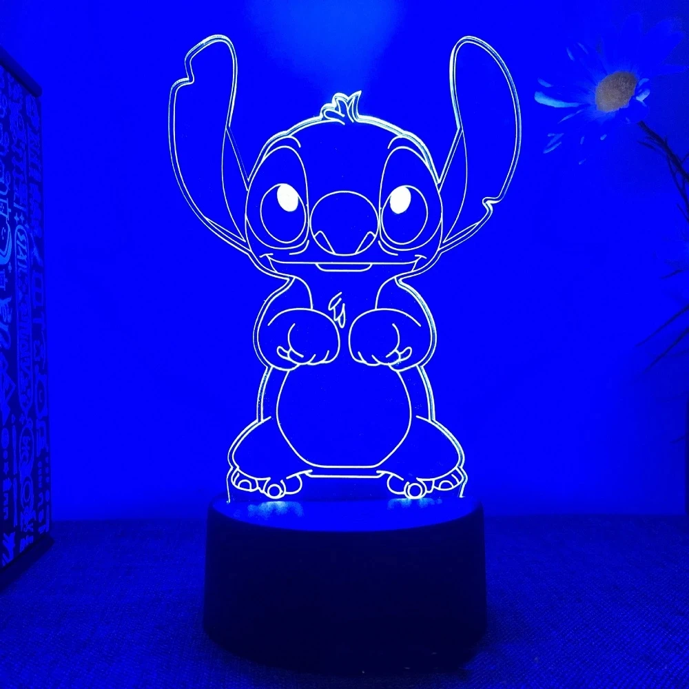 Stitch luz nocturna LED 3D con control remoto y sensor táctil inteligente, 16 colores usados para regalos de Navidad y cumpleaños