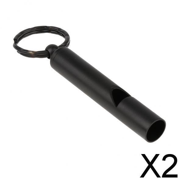 Silbato de emergencia para supervivencia al aire libre, a prueba de óxido, aventura, negro, 2 unidades