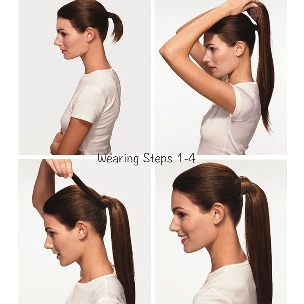 22 34Inch Thẳng Dài Đuôi Ngựa Tổng Hợp Phần Mở Rộng Chịu Nhiệt Tóc Quấn Quanh Pony Bộ Tóc Giả Dành Cho Nữ