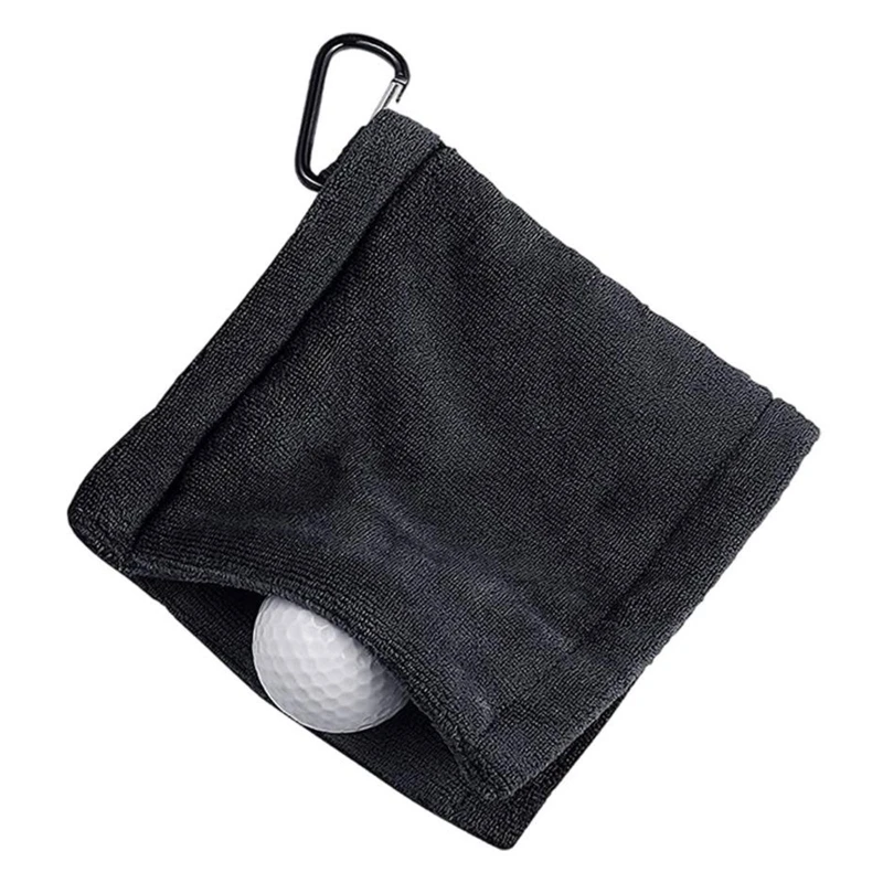 Toalha golfe quadrada, tecido microfibra, ferramenta limpeza toalha golfe com mosquetão, clipe resistência,