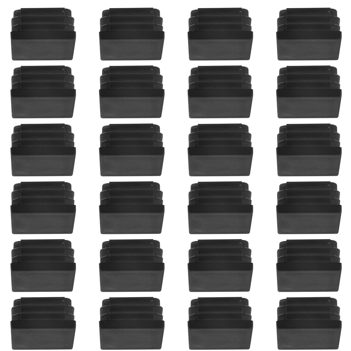 24 peças 30mm x 30mm tampas de extremidade quadradas com nervuras de plástico inserção de tubo preto