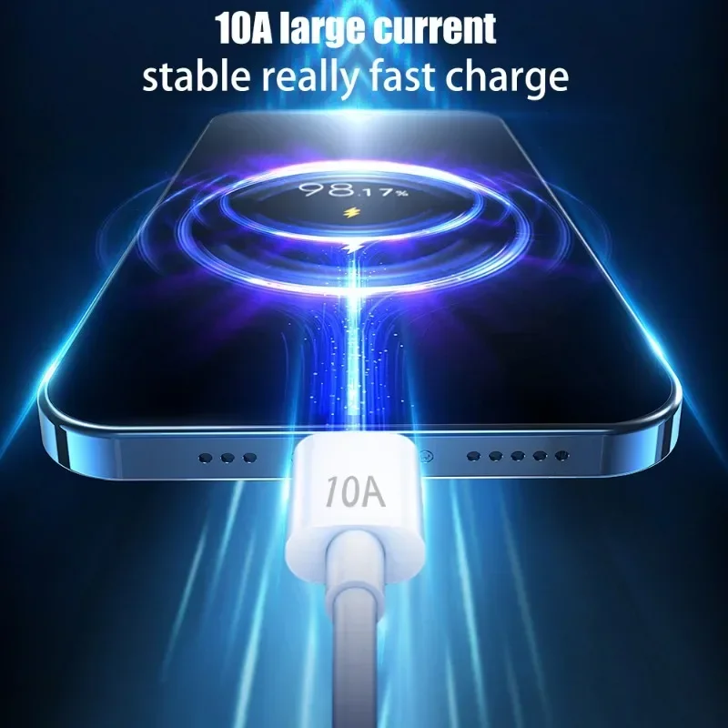 3/1PCS Quick Charging Cable 120W 10A USB A To Type C Fast Charger High-speed Data Transfer Wire Cords for Samsung Xiaomi Huawei