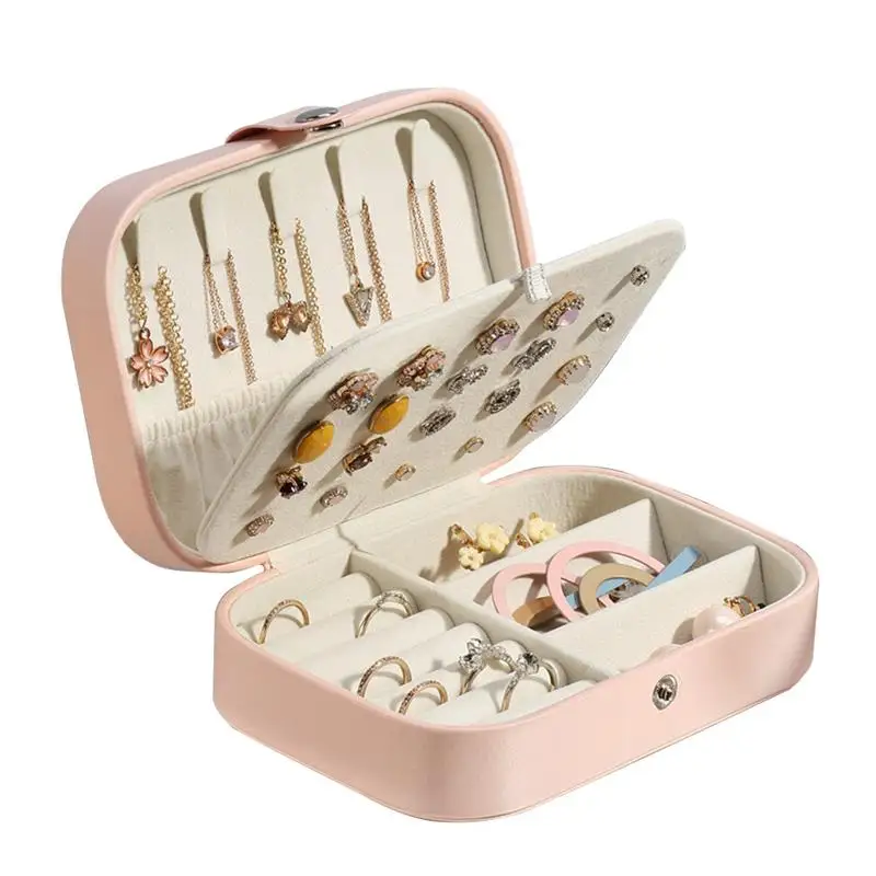 Draagbare Sieradendoos Sieraden Organisator Display Reissieradendoos Dozen Waterdichte Lederen Opslag Rits Juweliers Joyero