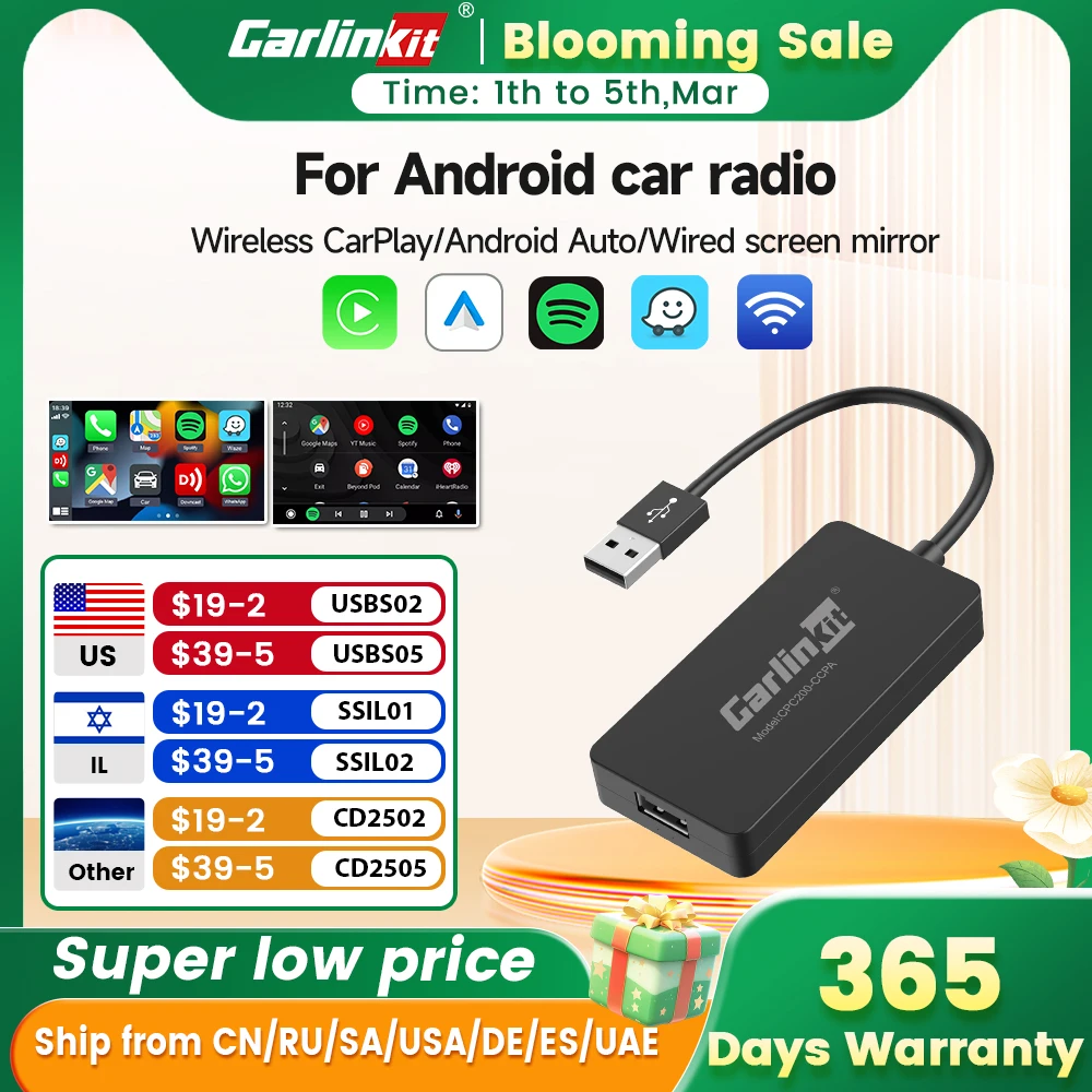 LoadKey y Carlinkit con cable y inalámbrico CarPlay inalámbrico Android Auto Dongle para modificar la pantalla Android coche Ariplay Smart Link IOS15