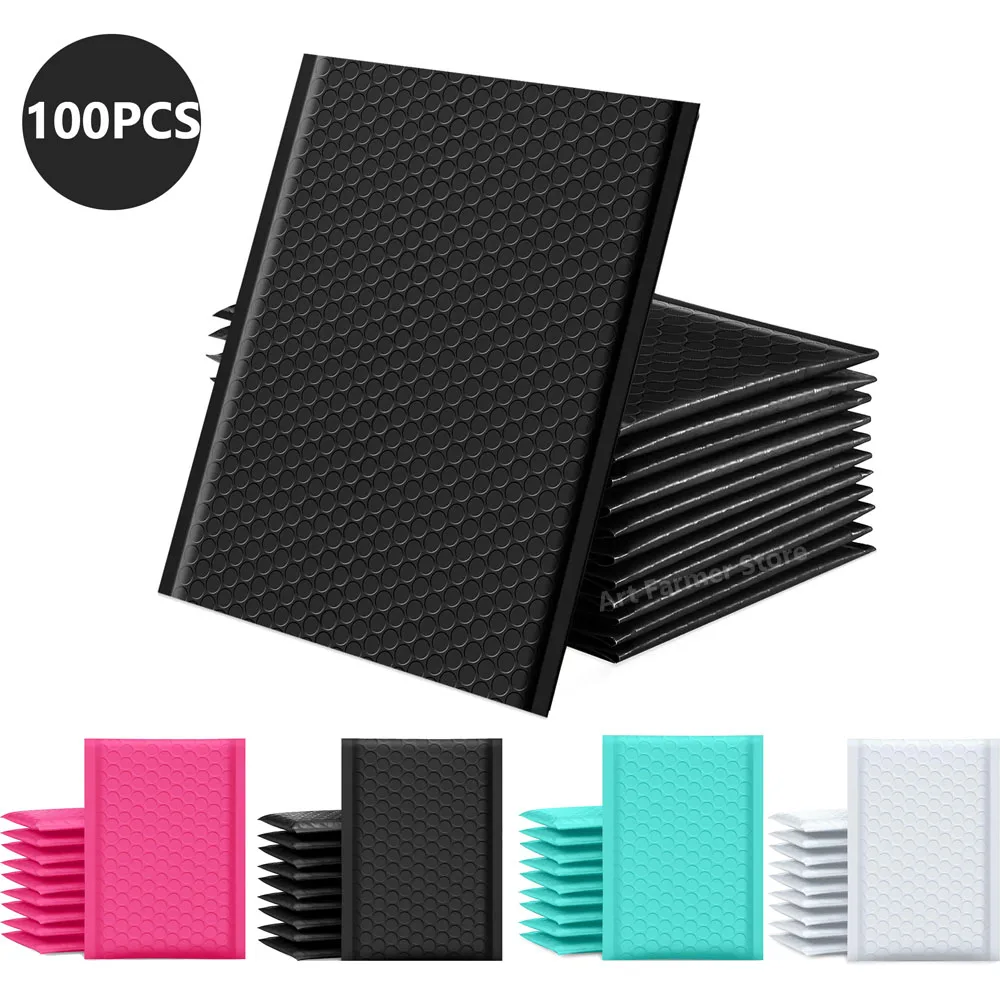 Neue 100 Stück schwarze Luftpolsterumschläge, gepolsterte Versandumschläge, Poly für Verpackungen, selbstklebende Versandtaschen, Luftpolsterpolsterung