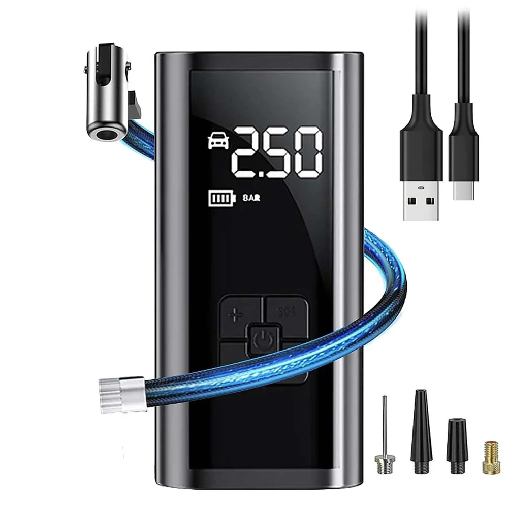 Eafc inflador de pneus portátil recarregável, inflador elétrico para carro, bicicleta, compressor de ar digital, bola de futebol, bomba infladora