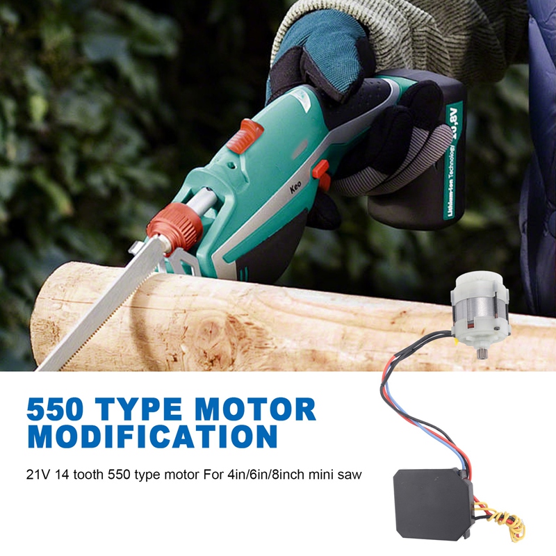 Motosserra mini motor sem escova de lítio serra elétrica 21v 14 dentes 550 tipo motor para 4in/6in/8 Polegada mini serra