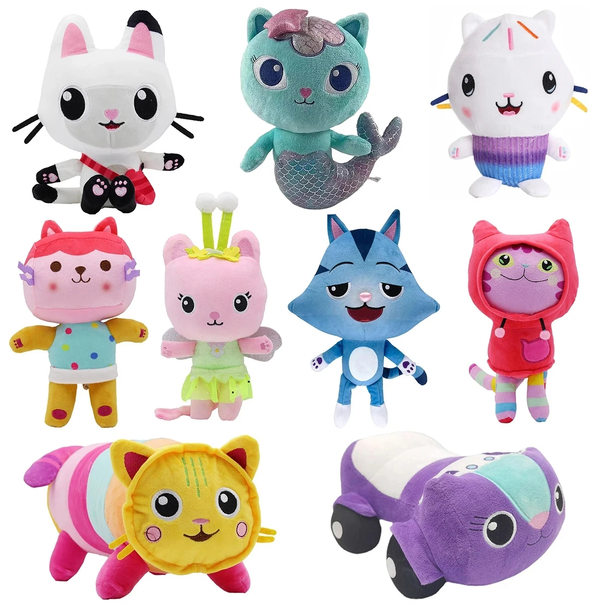 New Gabby Dollhouse Plush Toy Mercat Cartoon Stuffed Animals Smiling Cat Car Cat Hug Gaby Girl Dolls Kids Birthday Gifts
