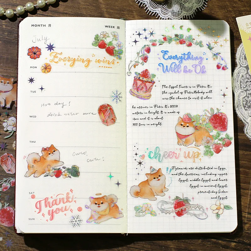 3 แผ่น/แพ็คเลเซอร์ Bronzing สัตว์เลี้ยง Hot Stamping แมงกะพรุนน่ารักหมีสุนัข Florals โปร่งใสสติกเกอร์ตกแต่ง