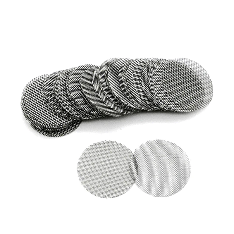 100 Uds. Filtros de pipa de fumar de acero inoxidable 304 pantallas plateadas red de malla tabaco fumar accesorio de soporte de combustión