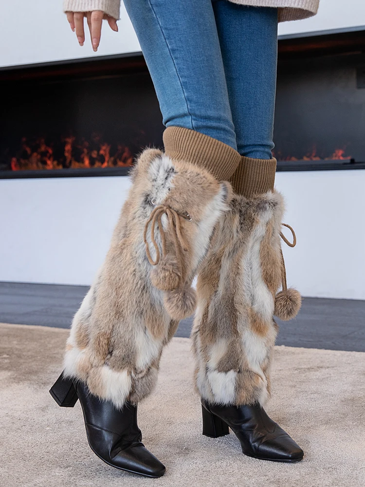女性のための本物の毛皮のようなレッグウォーマー,jkブーツ,女の子のブーツカバー,原宿,スーパーフットウォーマー,冬,1