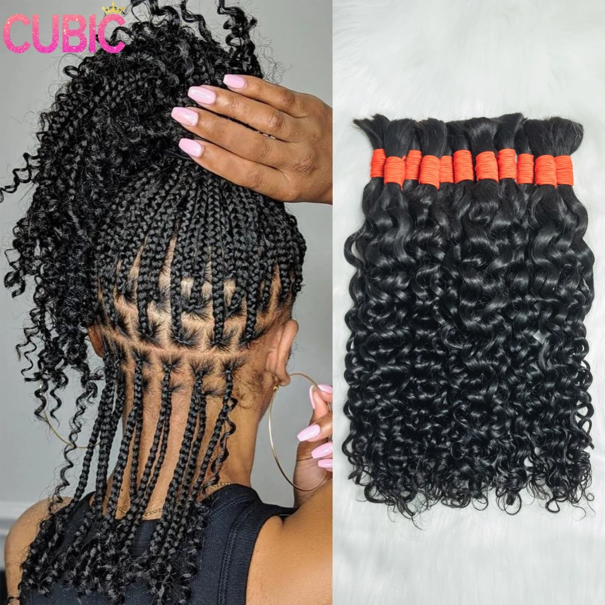 12a virgem cabelo humano em massa para boho tranças extensões 16-28 Polegada onda profunda pacotes de cabelo encaracolado onda de água sem trama cabelo humano em massa