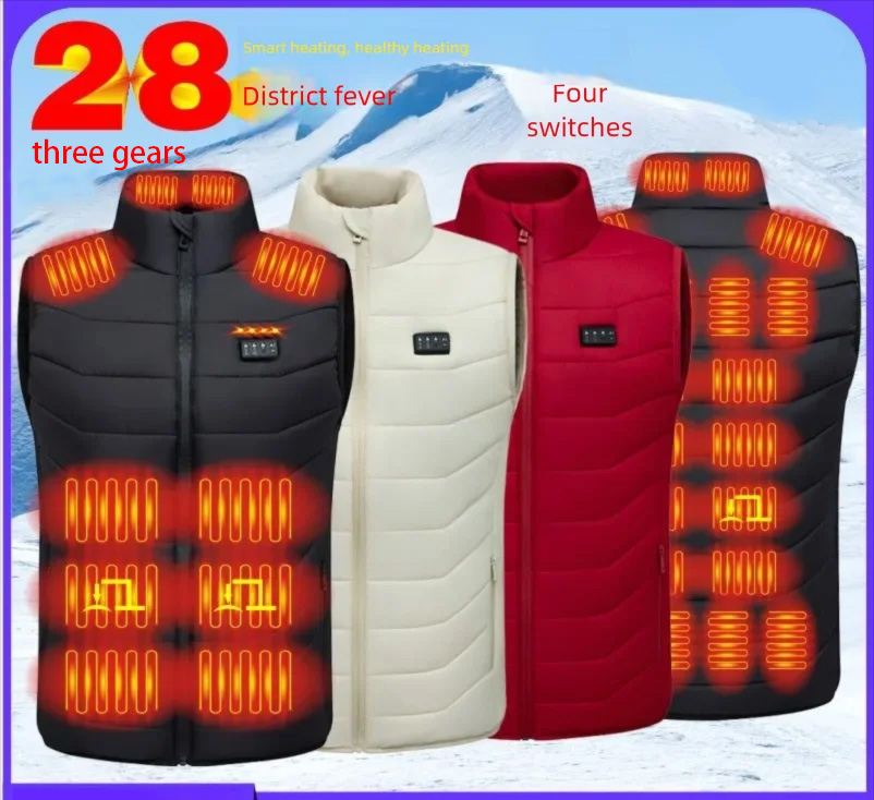 28 bereiche Intelligente Heizung Weste für Männer Frauen USB Smart Elektrische Ärmellose Jacke Selbst-erhitzung Kleidung Winter Warme Gepolsterte mantel