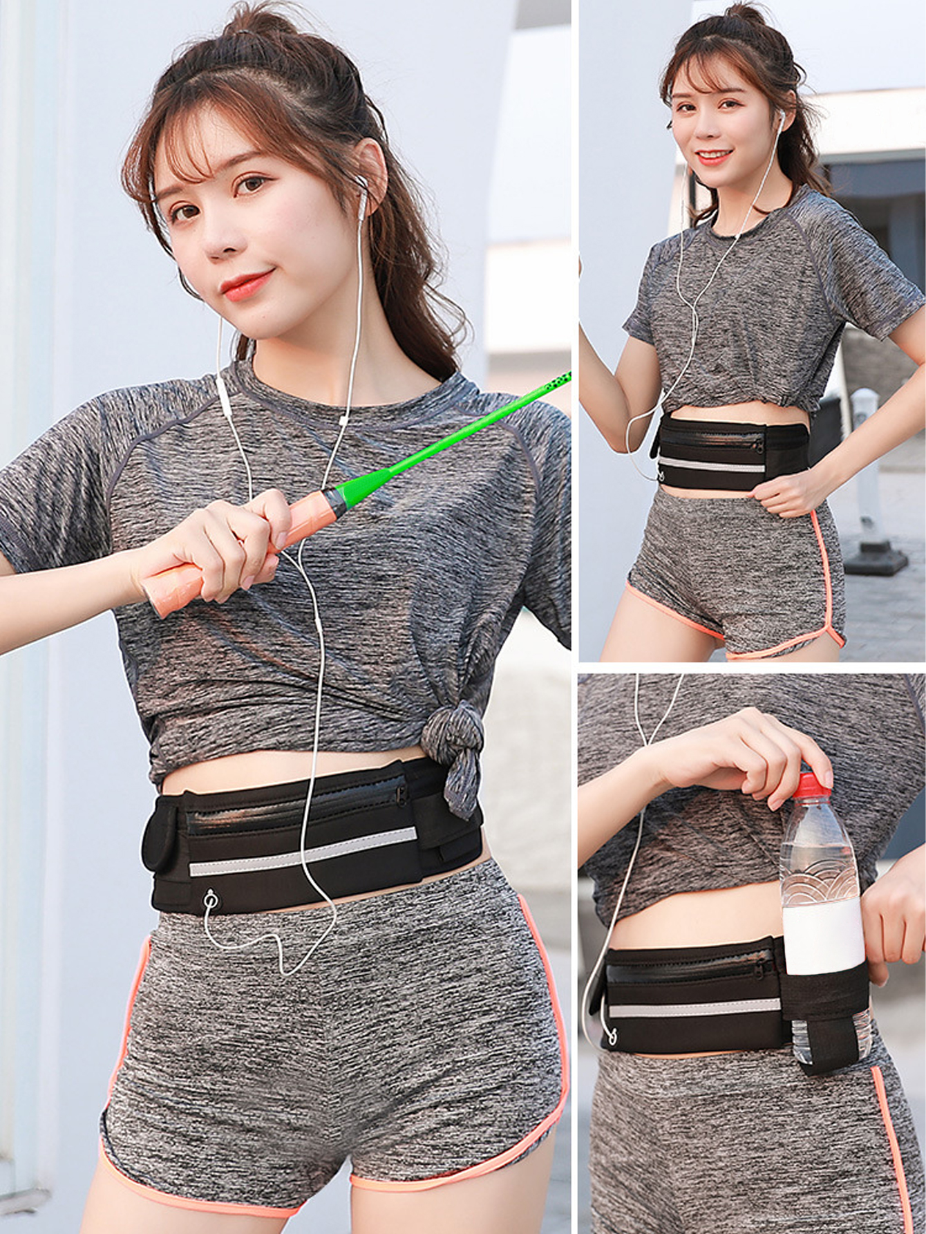ชาย/หญิง Marathon Trail วิ่งเอว Pack สําหรับโทรศัพท์ขวดน้ํากีฬา Fanny Pack ฟิตเนส Dual Pocket Running เข็มขัดเอวกระเป๋า