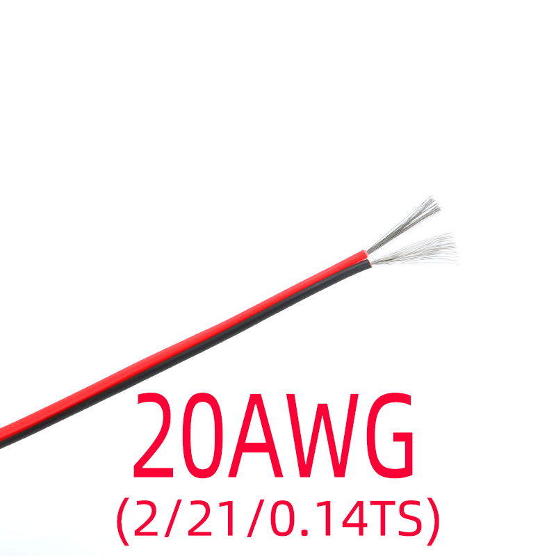 Fio de Cobre Estanhado Elétrico, Extensão PVC Isolado, Cabo LED Strip, Vermelho e Preto, 2 Pin, 18, 20, 22, 24, 26 AWG