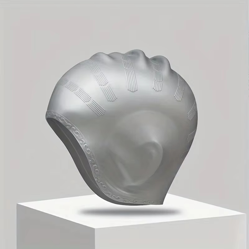 ​ ​ DIZETION siliconen badmuts - beschermt lang haar, superstretch met oorzakken voor volwassenen en tieners ​