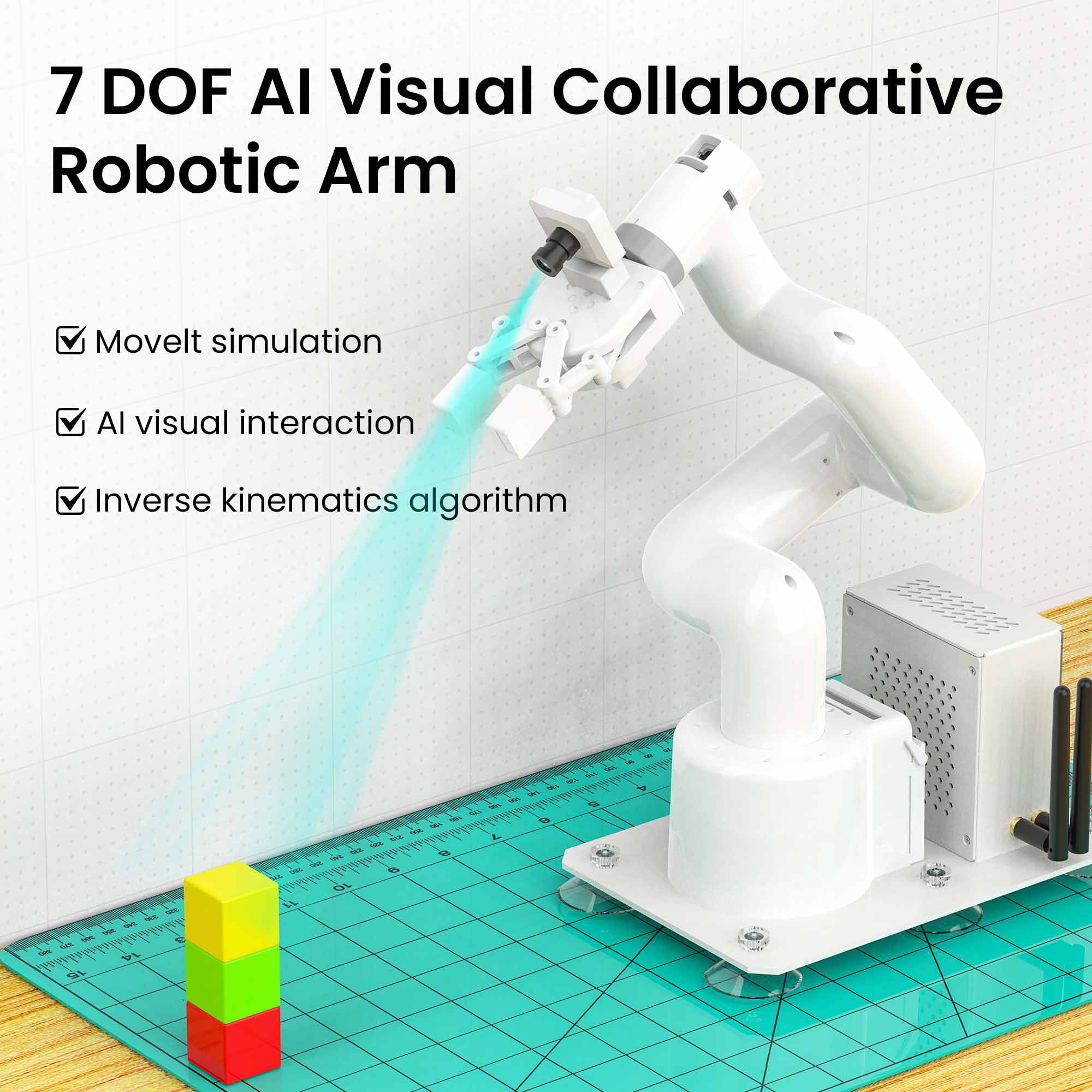 JetCobot 7 DOF 協調ロボットアーム Python プログラミング採用 ROS システム カラートラッキングモデル トレーニング ジェスチャーコントロール