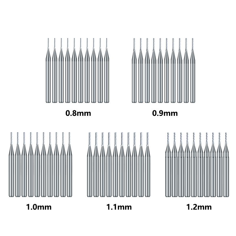XCAN PCB Milling Cutter 0.8mm 0.9mm 1.0mm 1.1mm 1.2mm Tungsten Steel Carbide End Mill Engraving Bits CNC Router Bit