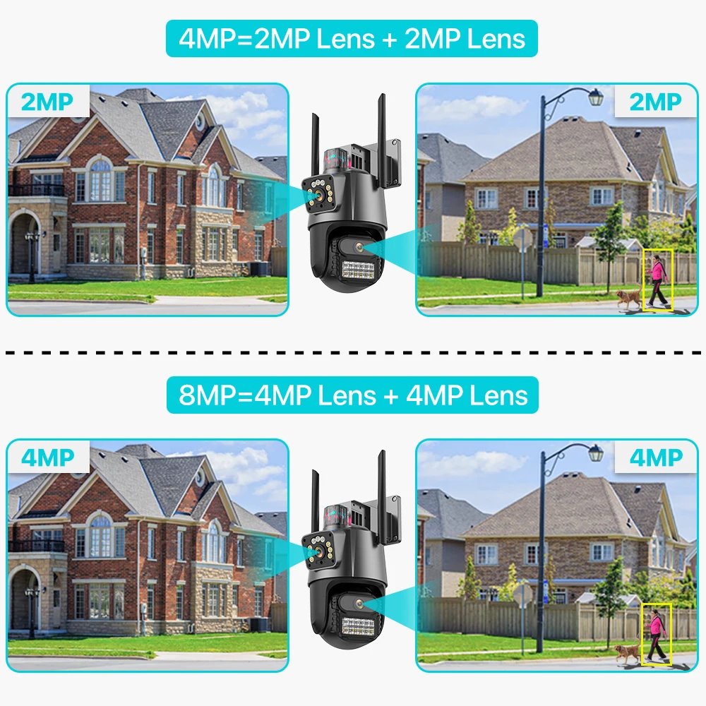 WiFi PTZ Security Camera 8MP with Dual Screen Color Night Vision Outdoor Surveillance CCTV Camera Compatible with ICSEE App