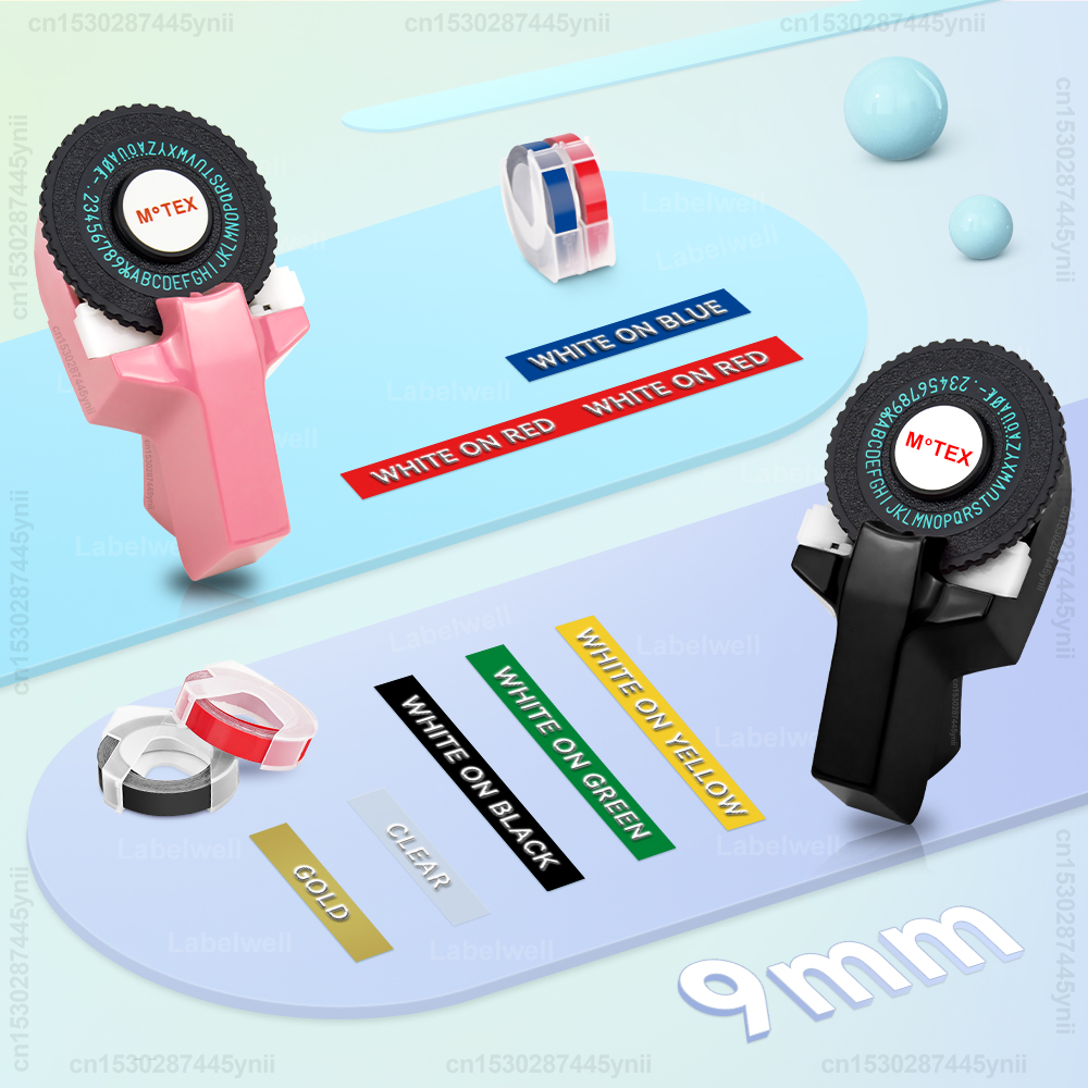 Portable Label Maker Motex E101 3D Embossing Label Printer DIY Dymo 3D Label Tape Replace for B90 Dymo 12965 Labeling Machine