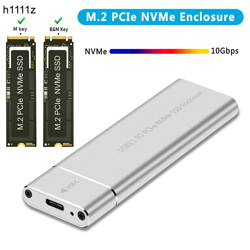 НОВЫЙ внешний корпус NVMe M2 SSD Корпус NVME PCIE 10 Гбит/с USB 3.1 Gen2 USB C Адаптер Алюминиевая коробка M.2 NVMe SSD Корпус