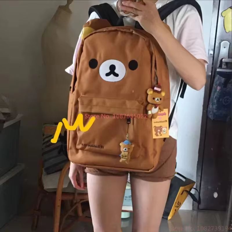 Kawaii Bear Rilakkumas Backpack Large Capacity Backpack Stylish Student School Bag Shoulder Bags Schoolbag Gift