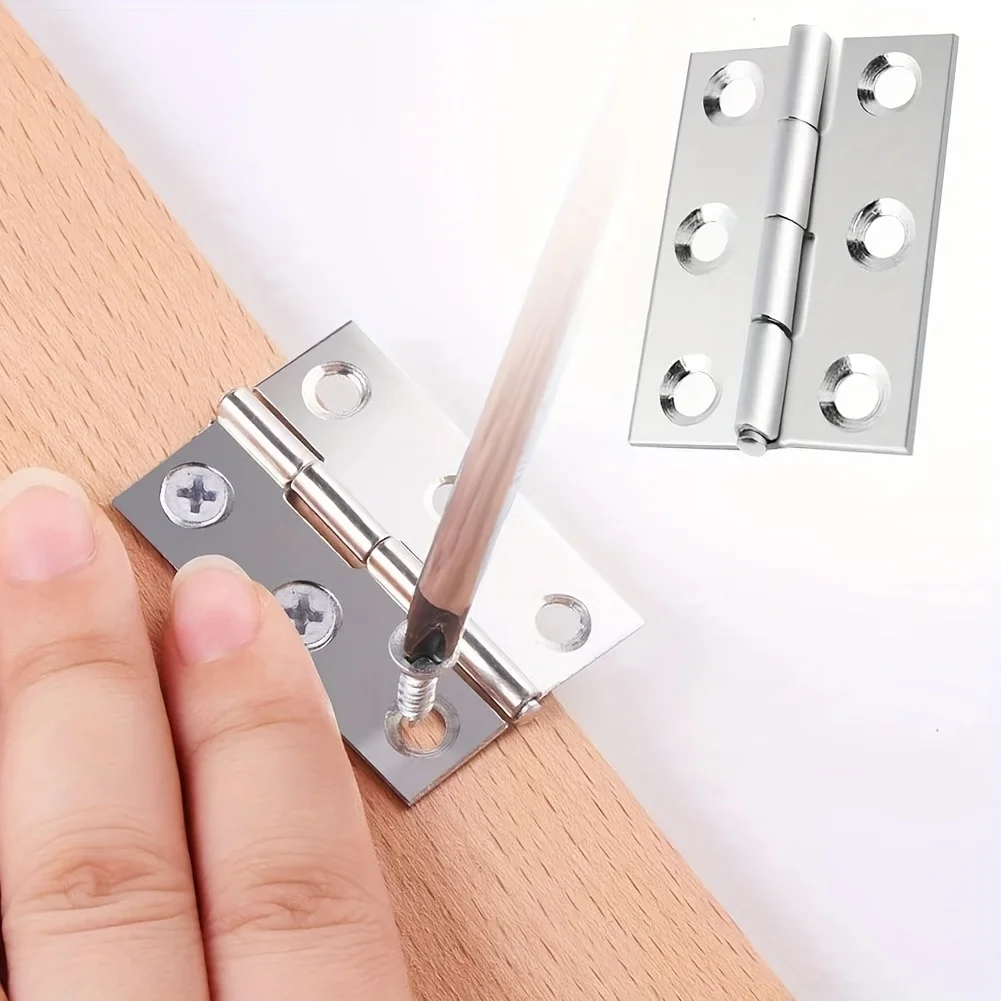 10pcs Stainless Steel Door Hinges Cabinet Doors Windows Wooden Box Flat Hinge Home Furniture Hardware Accessories