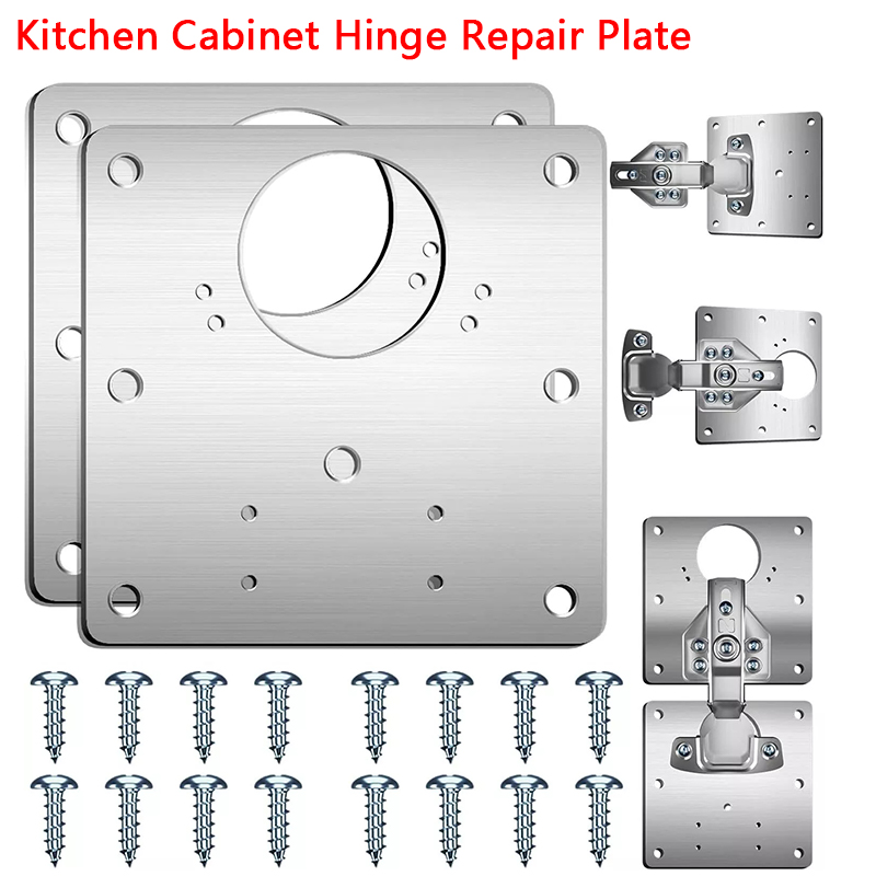 Juego de 2/10 Uds. De placa de reparación de bisagras, puerta de armario de cocina, placa de montaje con tornillo, soportes de fijación planos, herrajes para muebles