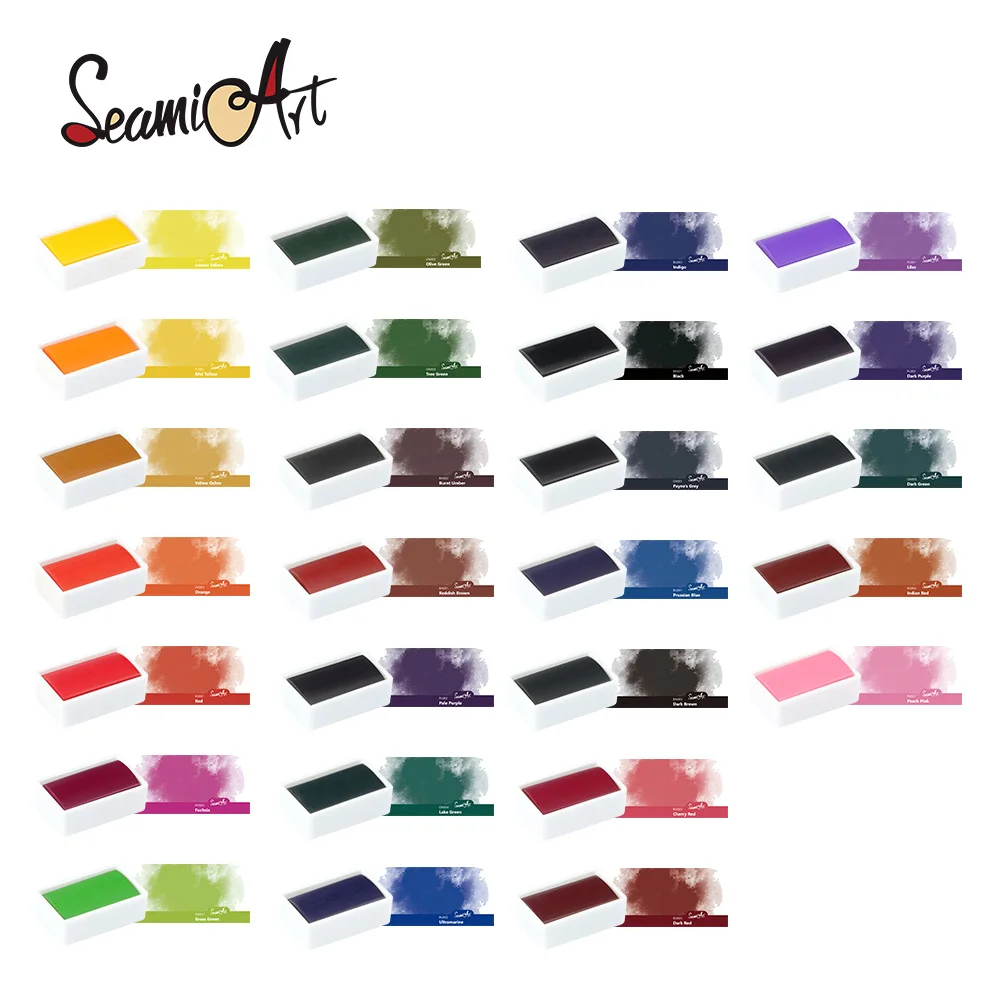 SeamiArt Mới 26 Màu Loại Đơn Full Chảo Nghệ Sĩ Cao Cấp Chắc Chắn Sơn Màu Nước Cho Nghệ Thuật Vẽ Nghệ Thuật Tiếp Liệu