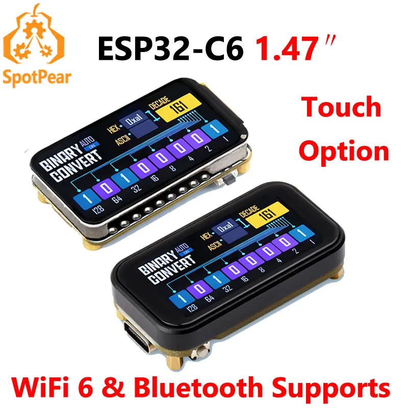 Waveshare ESP32-C6 1,47-дюймовый сенсорный ЖК-дисплей с сенсорным экраном, макетная плата IPS, поддержка Wi-Fi 6 и Bluetooth ESP32 C6 1,47 дюйма