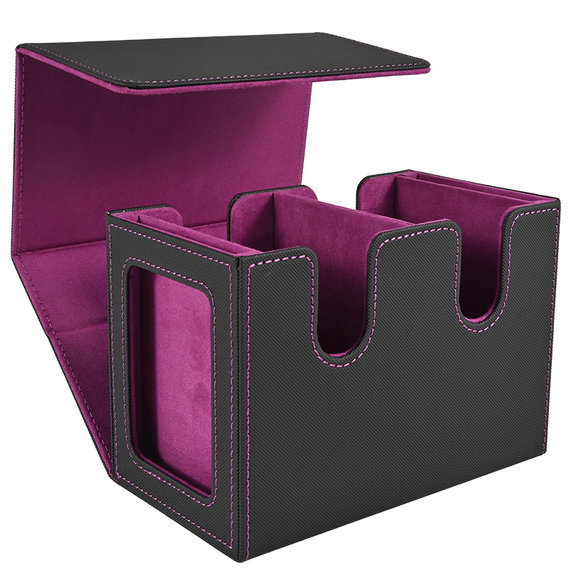 Card Deck Box met 2 commandant-display, dubbeldeksbox voor 140+ kaarten met enkele mouwen, geschikt voor TCG CCG-magische kaarten