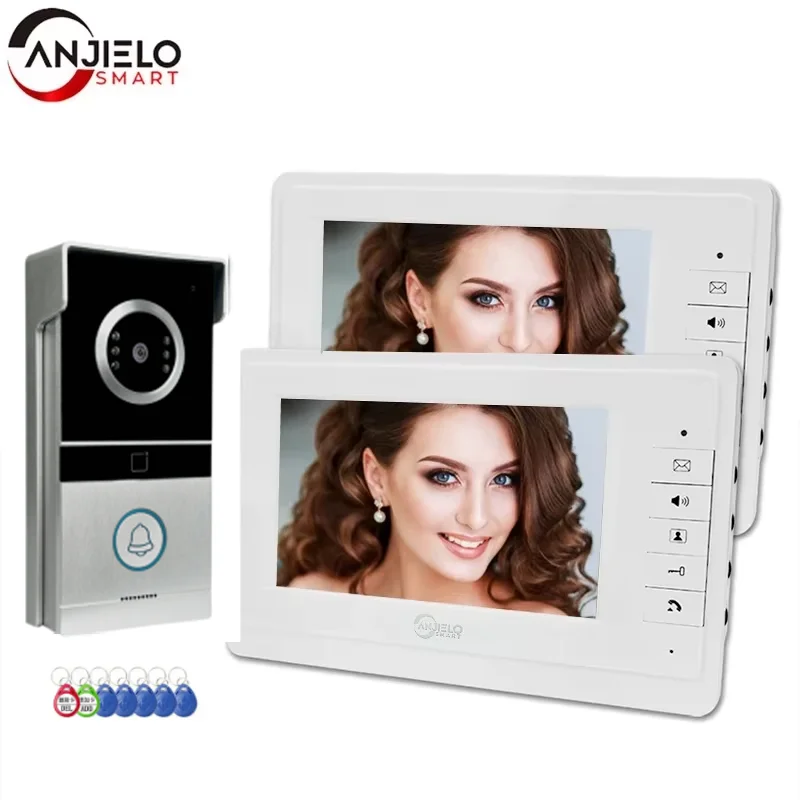 AnjieloSmart 7''TFT Kleur Bedraad Video Deurtelefoon Intercom Systeem voor Thuis Indoor Monitor video deurbel IR Nachtzicht
