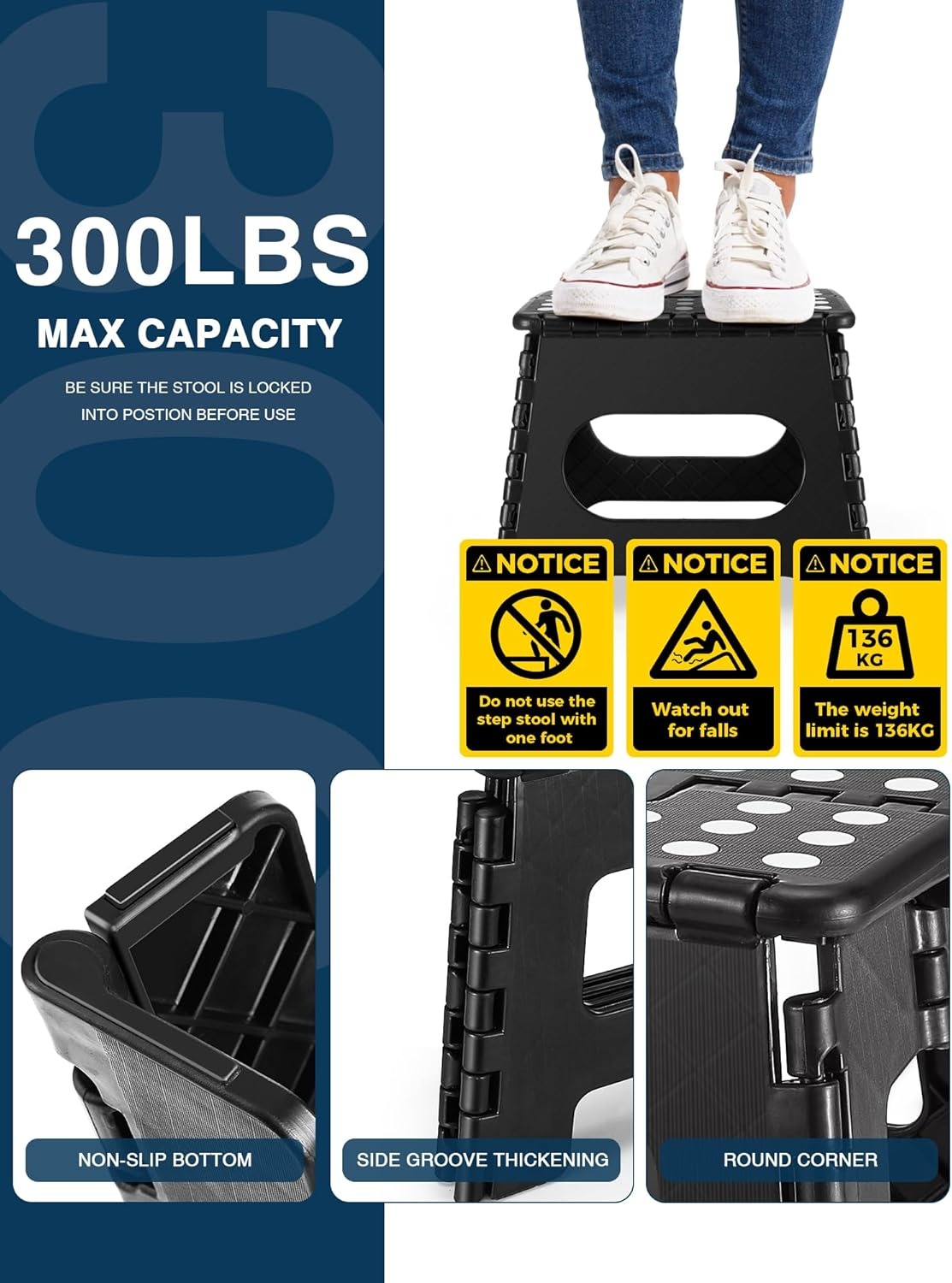 Taburete plegable para niños – Taburete plegable para niños (negro)