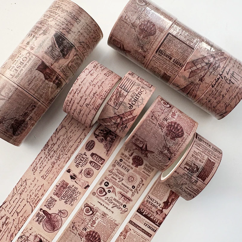 4Pcs Retro Washi Tapes Scrapbooking Map Decorative Adhesive Tape Stationery Basic Masking Tape Journal Supplies Washi Tape Set