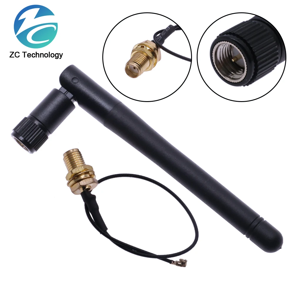 Antena de 2,4 GHz y 3dBi WiFi 2,4g, enrutador inalámbrico macho de RP-SMA aéreo + 17cm PCI U.FL IPX a RP SMA, Cable Pigtail macho ESP8266 ESP32