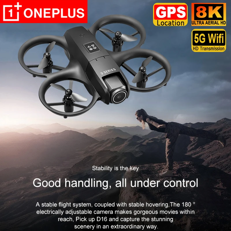 Oneplus d16 drone 8k aéreo hd profissional de câmera dupla helicóptero fluxo óptico gps posicionamento evitar motor sem escova drone